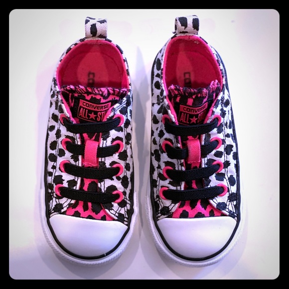 VGUC SZ 7 CONVERSE NEON PINK BLACK WHITE ALL STAR - Picture 2 of 3
